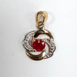 9ct Yellow Gold Ruby Pendant - Product Code - F228