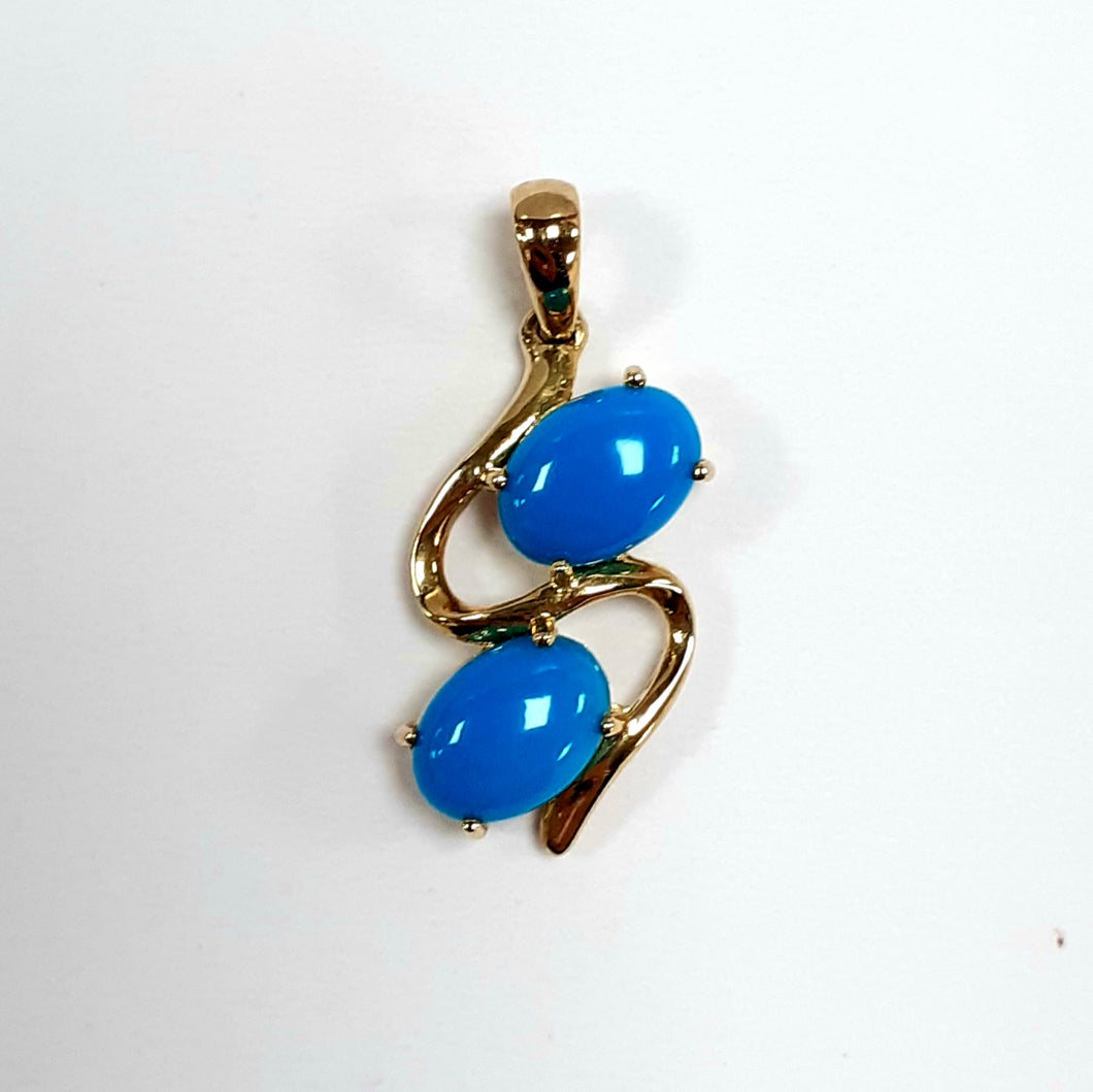 9ct Yellow Gold Turquoise Pendant - Product Code - AA100