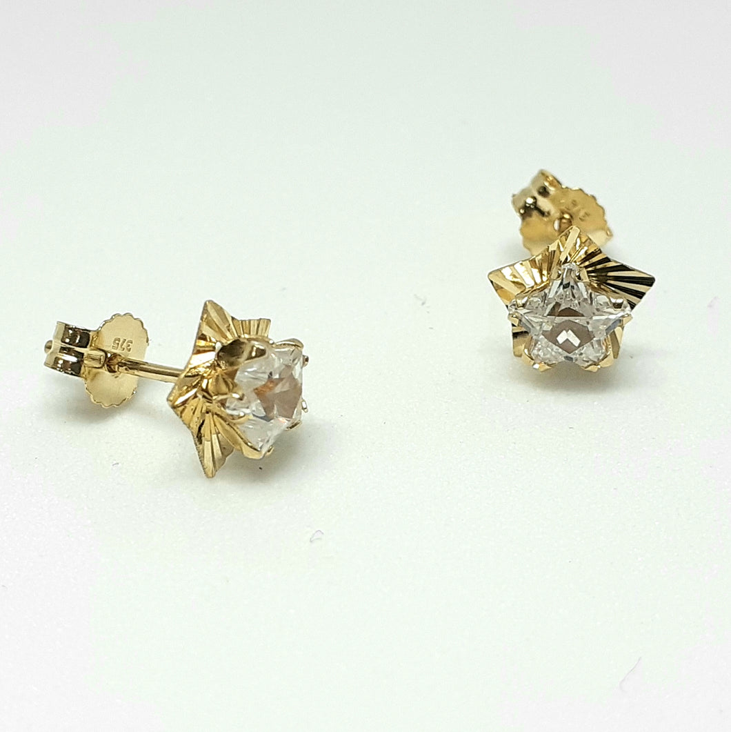 9ct Yellow Gold Hallmarked Stone Set Earrings - Product Code - VX420
