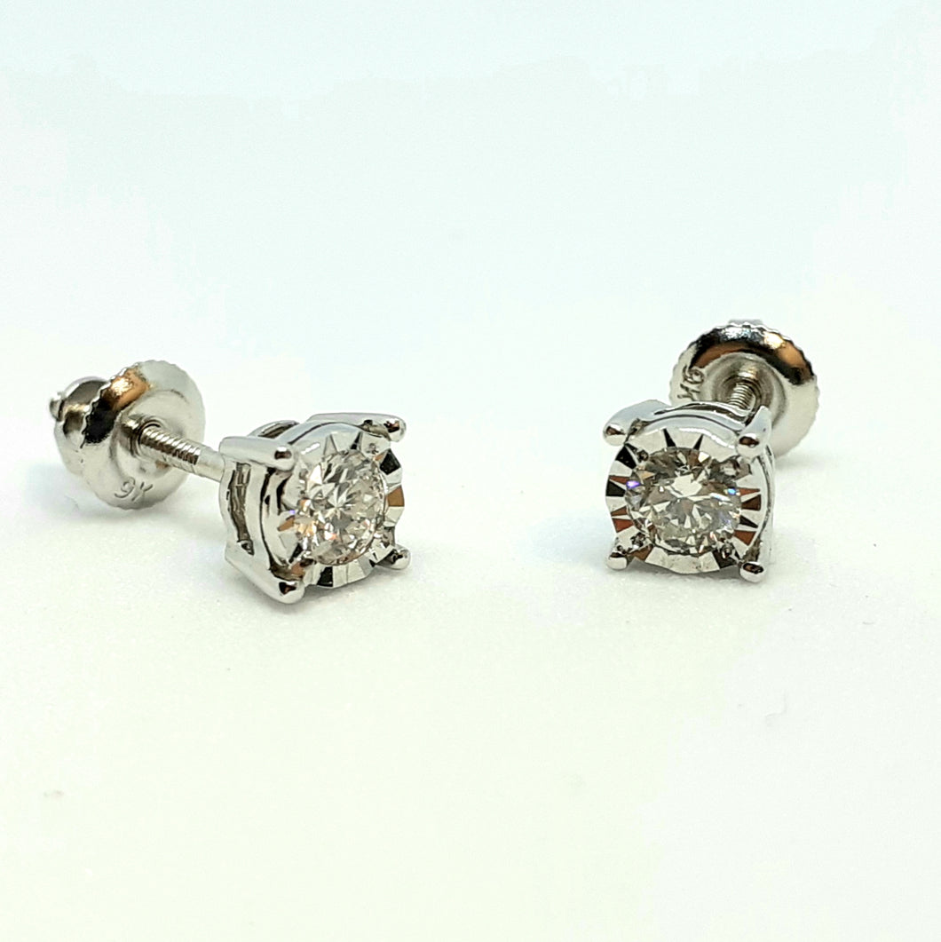 9ct White Gold Single Stone Diamond Earring - Product Code - G536