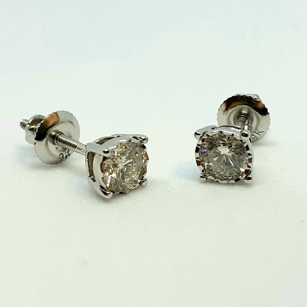 9ct White Gold Single Stone Diamond Earring - Product Code - G538