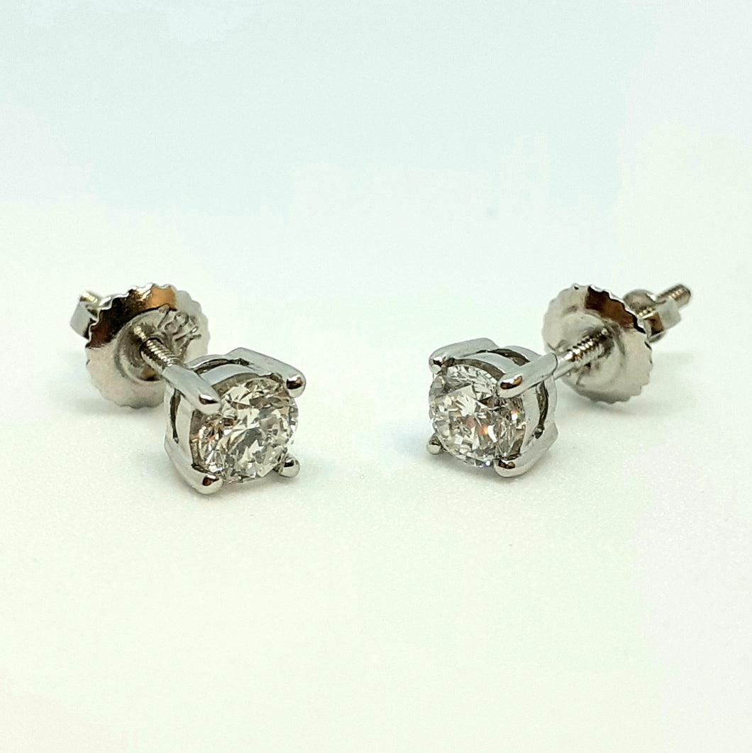 18ct White Gold Single Stone Diamond Earring - Product Code - G539
