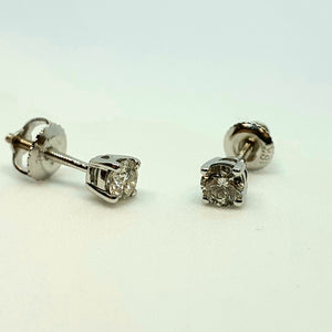 18ct White Gold Single Stone Diamond Earring - Product Code - G343