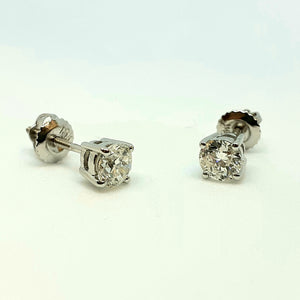 18ct White Gold Single Stone Diamond Earring - Product Code - G598