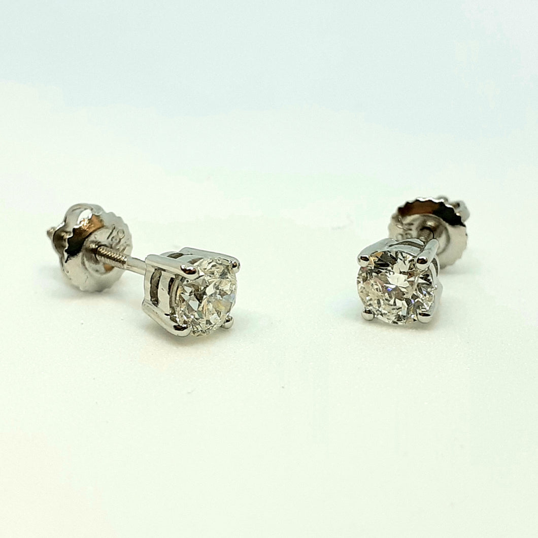 18ct White Gold Single Stone Diamond Earring - Product Code - G598