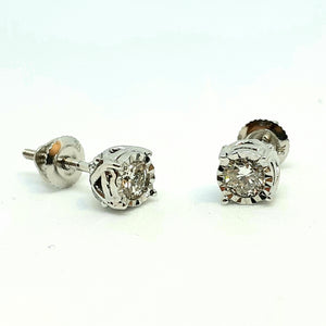 9ct White Gold Single Stone Diamond Earring - Product Code - G510