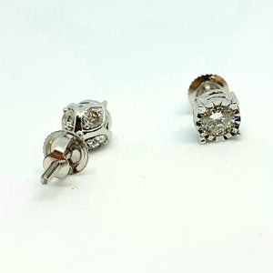 9ct White Gold Single Stone Diamond Earring - Product Code - G510