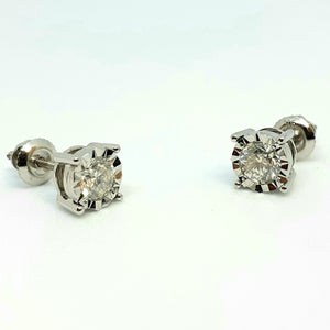 9ct White Gold Single Stone Diamond Earring - Product Code - G597