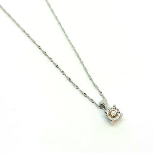 9ct White Gold Single Stone Diamond Pendant & 18" Chain - Product Code - D15 | VX560