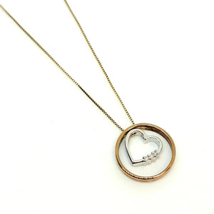 9ct Yellow Gold Designer Diamond Heart Pendant & 18" Chain - Product Code - A18