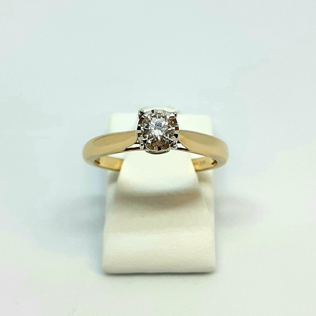 9ct Hallmarked Yellow Gold Diamond Solitaire Ring - Product Code - G603
