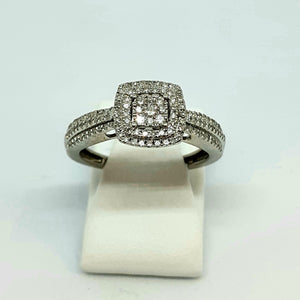 9ct White Gold Hallmarked Diamond Designer Ring - Product Code - G530