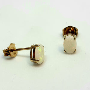 9ct Yellow Gold Hallmarked Opal Stud Earrings - Product Code - AA14