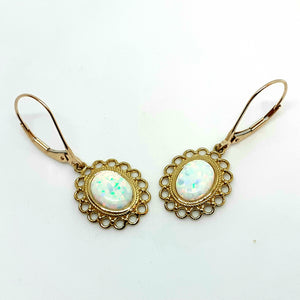 9ct Yellow Gold Hallmarked Opal Drop Earrings - Product Code - C764