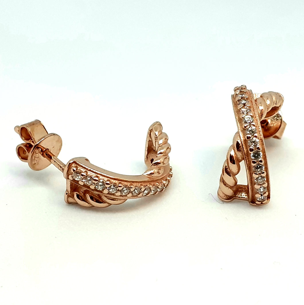 Rose Gold On Silver Hallmarked Earrings - Product Code - J452