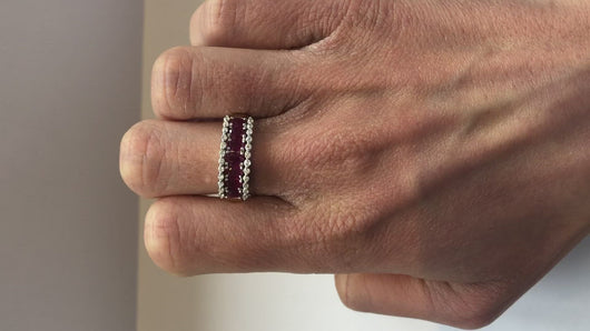 Diamond and Ruby Yellow Gold Band Ring Video