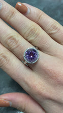 Load and play video in Gallery viewer, White Gold Amethyst &amp; Diamond Ring - R122
