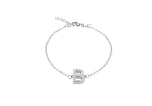 Sterling Silver, Rhodium Plated, Initial 'B' Bracelet - Product Code - 8.29.2982