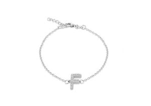 Sterling Silver, Rhodium Plated, Initial 'F' Bracelet - Product Code - 8.29.3022