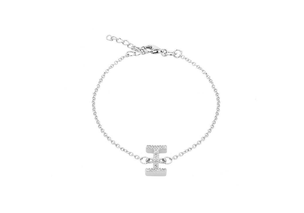 Sterling Silver, Rhodium Plated, Initial 'I' Bracelet - Product Code - 8.29.3052