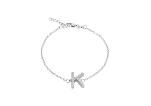 Sterling Silver, Rhodium Plated, Initial 'K' Bracelet - Product Code - 8.29.3072