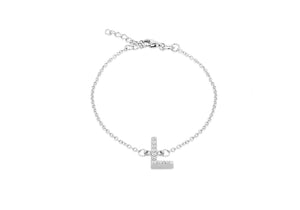 Sterling Silver, Rhodium Plated, Initial 'L' Bracelet - Product Code - 8.29.3082