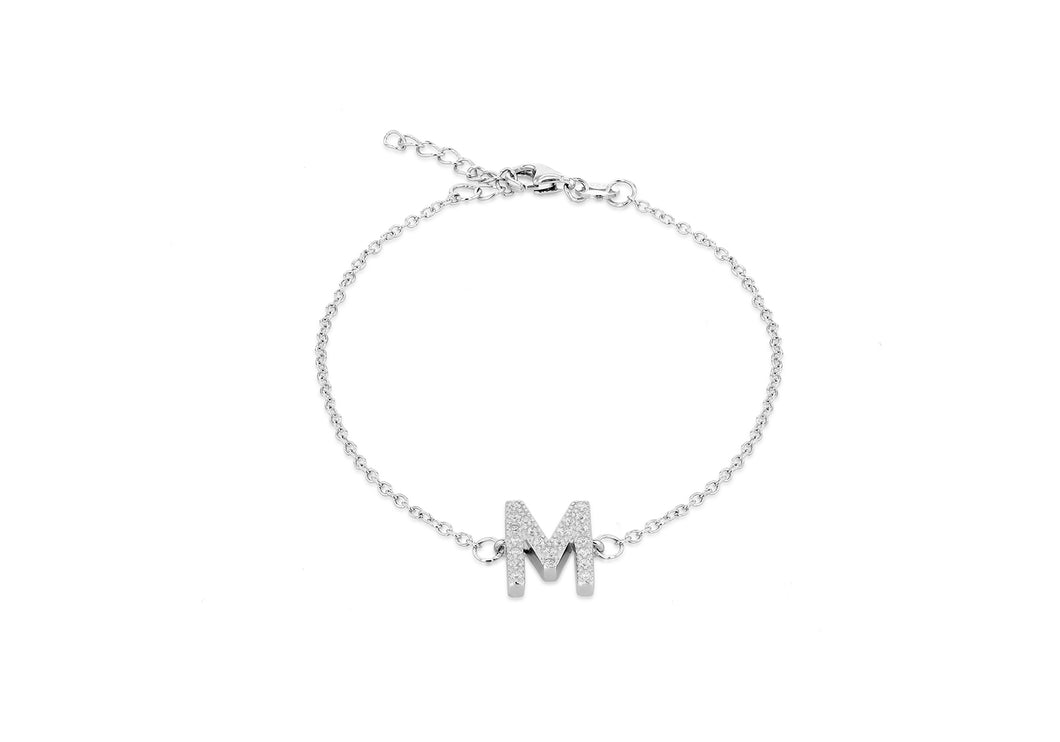 Sterling Silver, Rhodium Plated, Initial 'M' Bracelet - Product Code - 8.29.3092