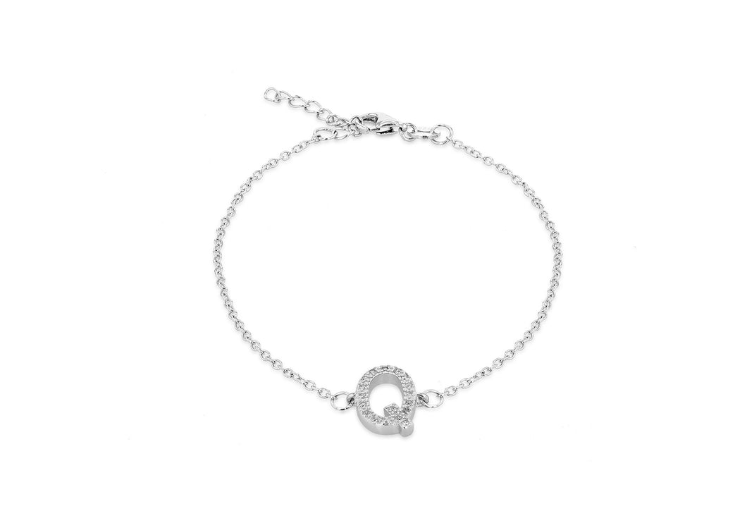 Sterling Silver, Rhodium Plated, Initial 'Q' Bracelet - Product Code - 8.29.3132