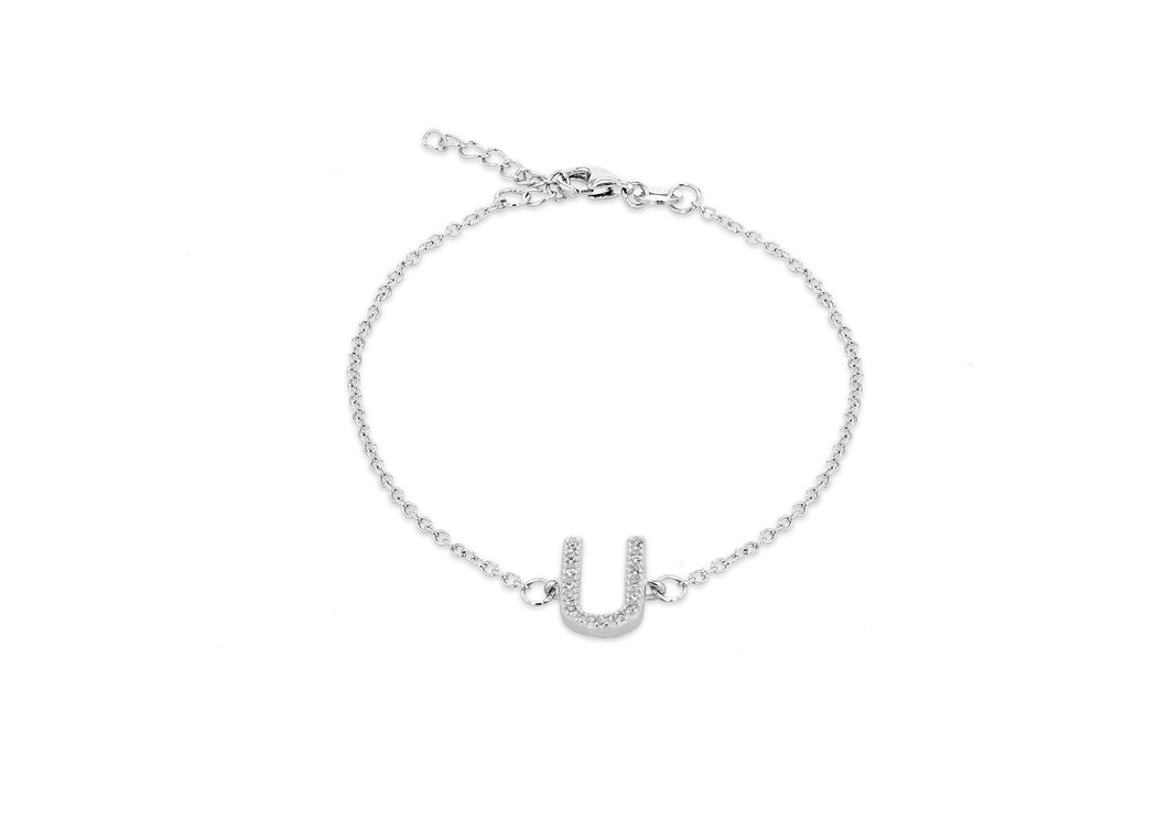 Sterling Silver, Rhodium Plated, Initial 'U' bracelet - Product Code - 8.29.3172