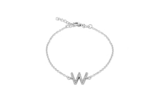 Sterling Silver, Rhodium Plated, Initial 'W' Bracelet - Product Code - 8.29.312