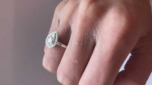 Diamond White Gold Pear Shaped Ring video
