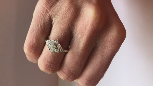 Diamond White Gold 9 Stone Ring video