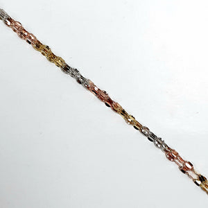 9ct 3 Colour Yellow, White & Rose Gold Hallmarked Ladies Bracelet - Product Code - VX12
