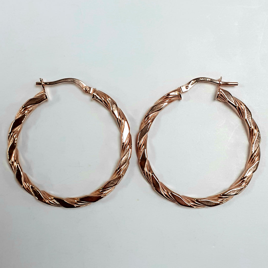 9ct Rose Gold Hallmarked Creole Earrings - Product Code - VX863
