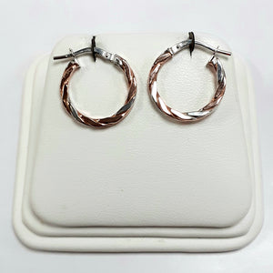 9ct Rose & White Gold Hallmark Earring - Product Code - J578