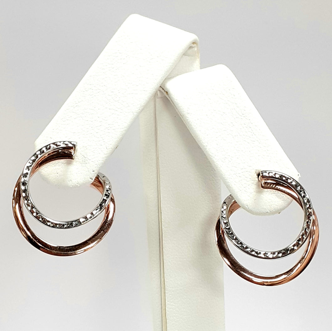 9ct Rose & White Gold Hallmark Earring - Product Code - VX804