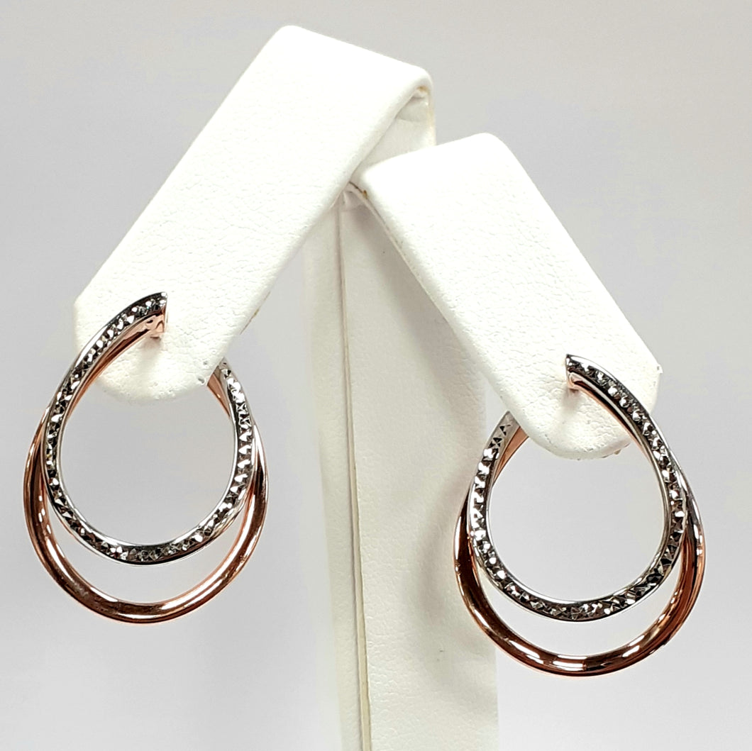 9ct Rose & White Gold Hallmark Earring - Product Code - VX805