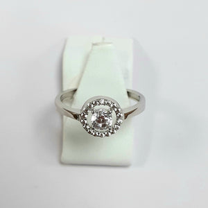 9ct White Gold Hallmarked Cubic Zirconia Ring - Product Code - C787