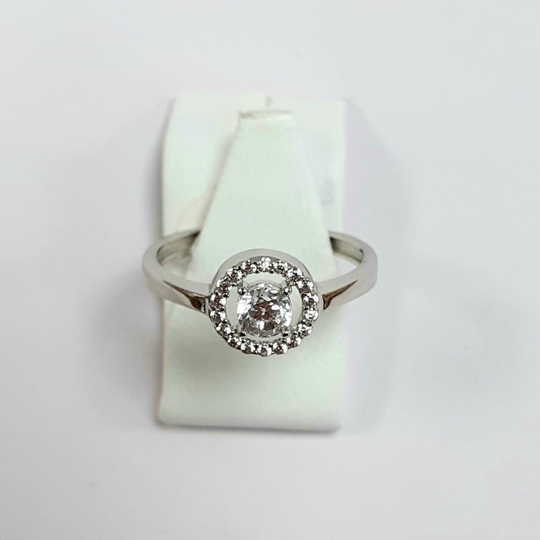 9ct White Gold Hallmarked Cubic Zirconia Ring - Product Code - C787