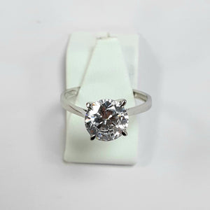 9ct White Gold Hallmarked Cubic Zirconia Ring - Product Code - F74