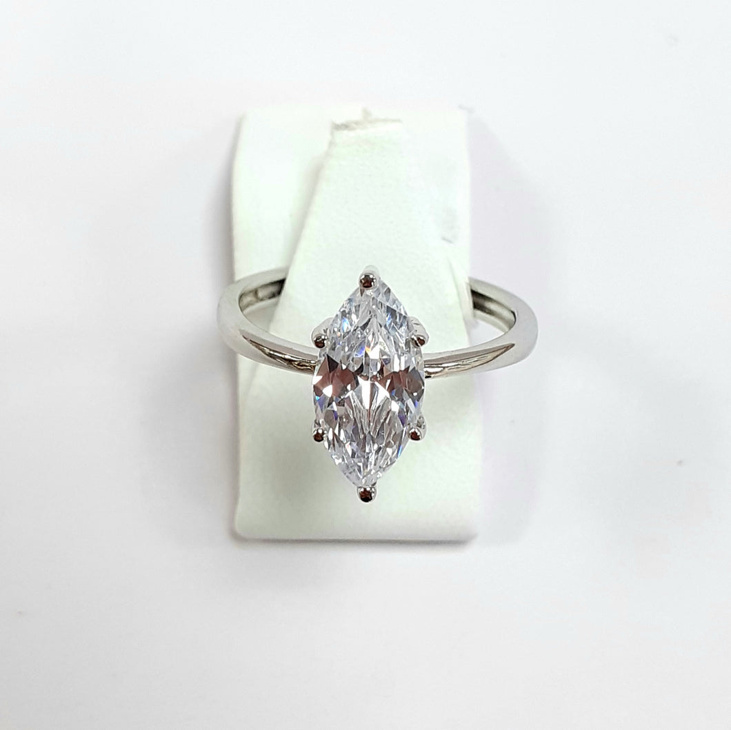 9ct White Gold Hallmarked Cubic Zirconia Ring - Product Code - F982