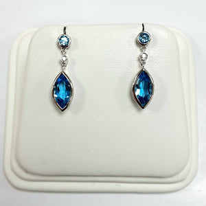 9ct White Gold Hallmarked Stone Set Earrings - Product Code - A178