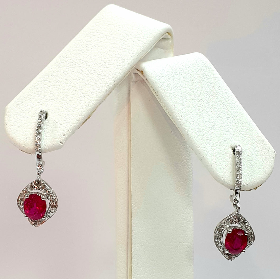 9ct White Gold Hallmarked Stone Set Earrings - Product Code - C182