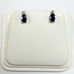 9ct White Gold Hallmarked Stone Set Earrings - Product Code - J280