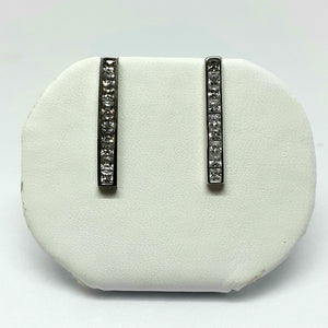 9ct White Gold Hallmarked Stone Set Earrings - Product Code - VX568