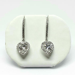 9ct White Gold Hallmarked Stone Set Earrings - Product Code - VX570