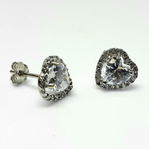 9ct White Gold Hallmarked Stone Set Earrings - Product Code - VX574