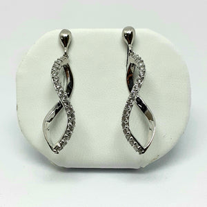9ct White Gold Hallmarked Stone Set Earrings - Product Code - VX576