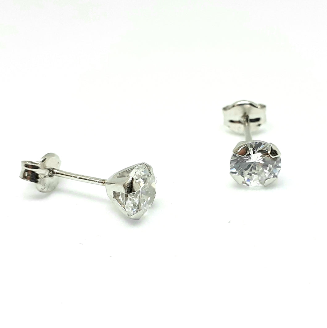 9ct White Gold Hallmarked Stone Set Earrings - Product Code - VX578