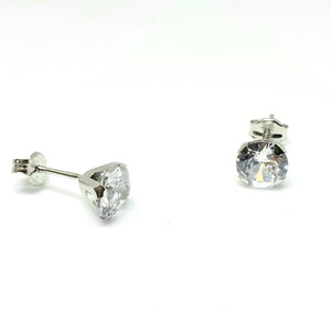 9ct White Gold Hallmarked Stone Set Earrings - Product Code - VX579